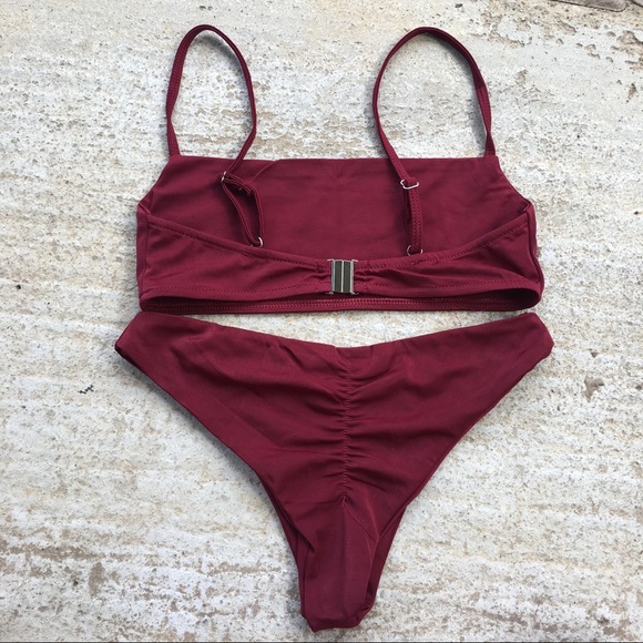 Women’s Maroon Bikini Set Swimwear Bathing Suit - Picture 3 of 4